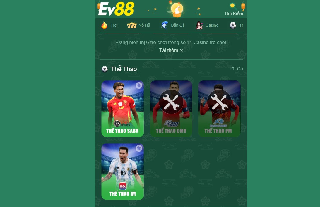 Đối tác cung cấp sảnh cá cược thể thao tại EV88